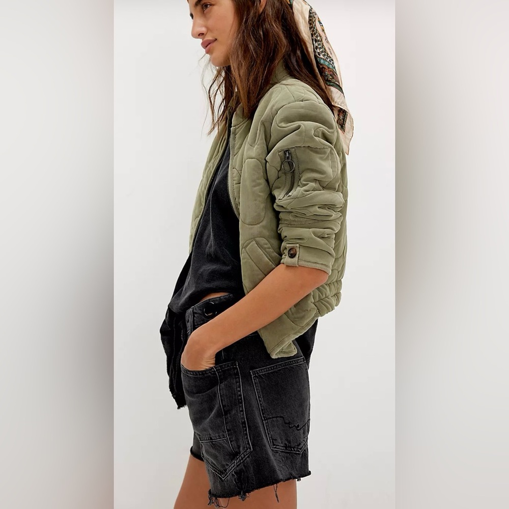 FREE PEOPLE Aura Liner Bomber Jacket NWT in Green Color Size Small - Picture 6 of 7